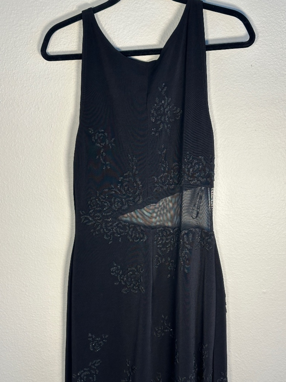 Tadashi Black Peek-a-Boo sheer Waist.